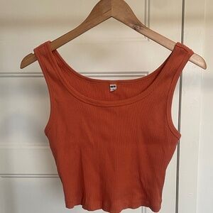 Ribbed Tank Crop Top - Rust Orange